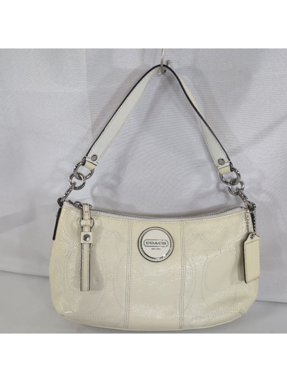 Coach F15141 Lemon Yellow Beige Shoulder Bag Purse Leather Monogram